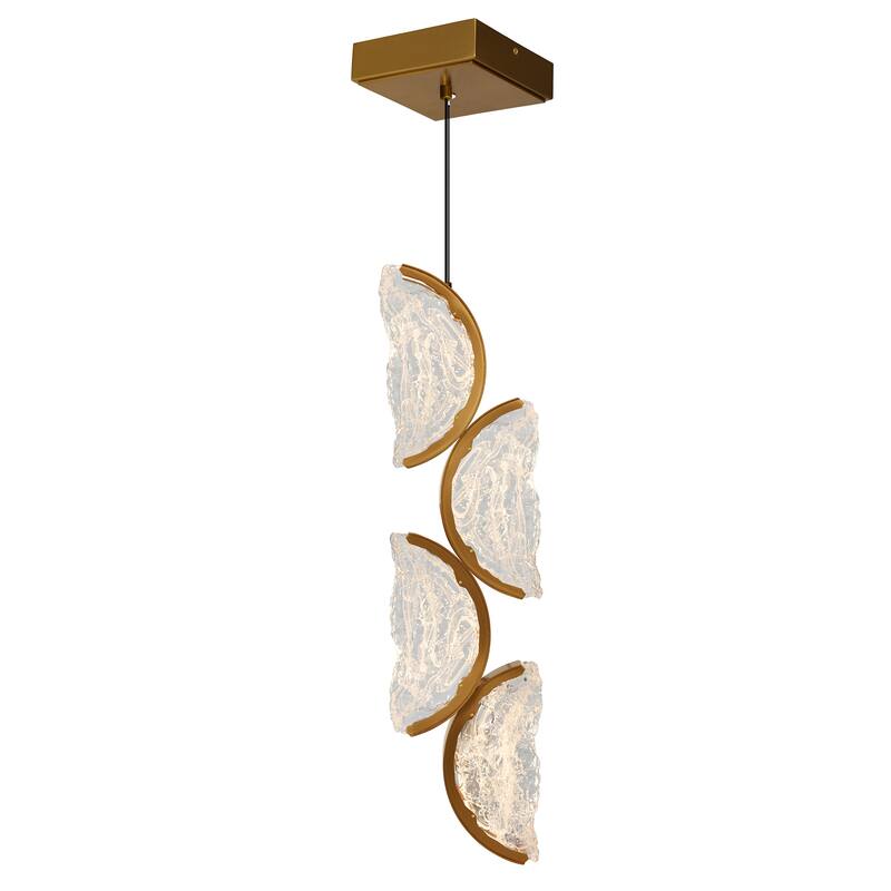 Moon Integrated LED 8in Brass Mini Pendant with Handcrafted Glass - Brass