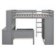 preview thumbnail 7 of 12, Multifunctional Design Loft Bed with Ladder, Wardrobe, Desk and Bookshelves, Full size, Grey