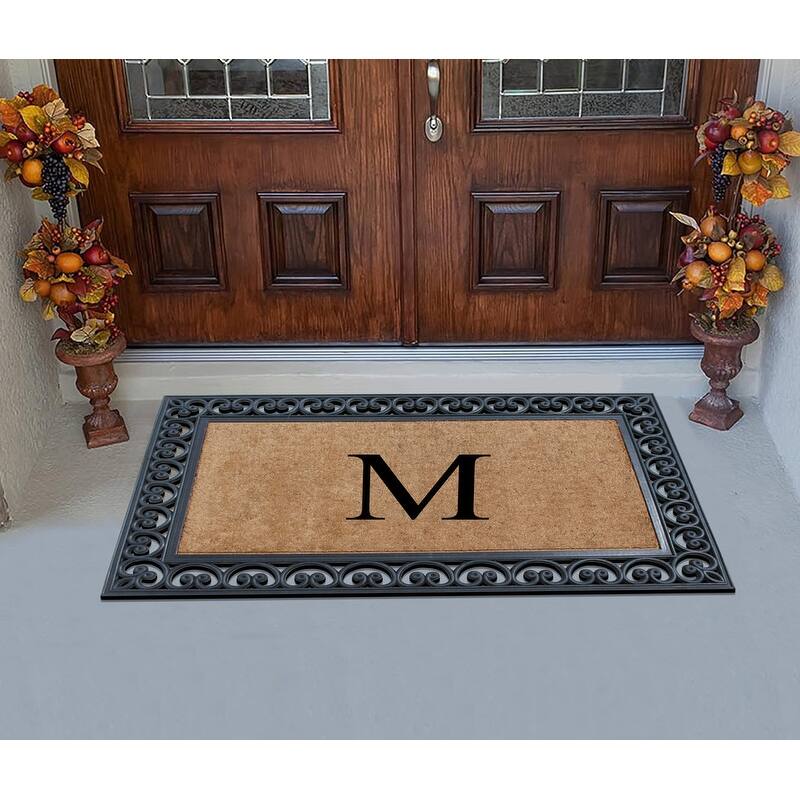 A1HC Natural Rubber and Coir Monogrammed Front Porch Entry Doormat 30"X48"