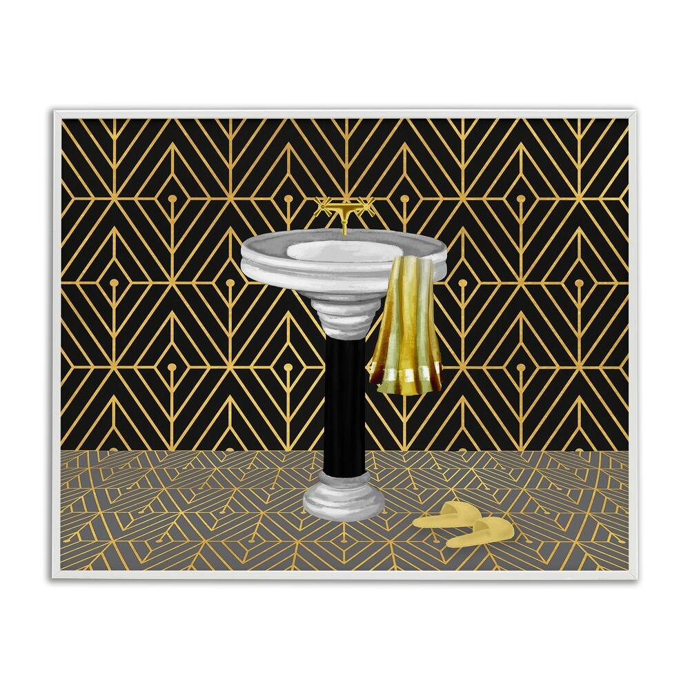 Stupell Deco Style Glam Bathroom Framed Giclee Art Design By Conrad Knutsen