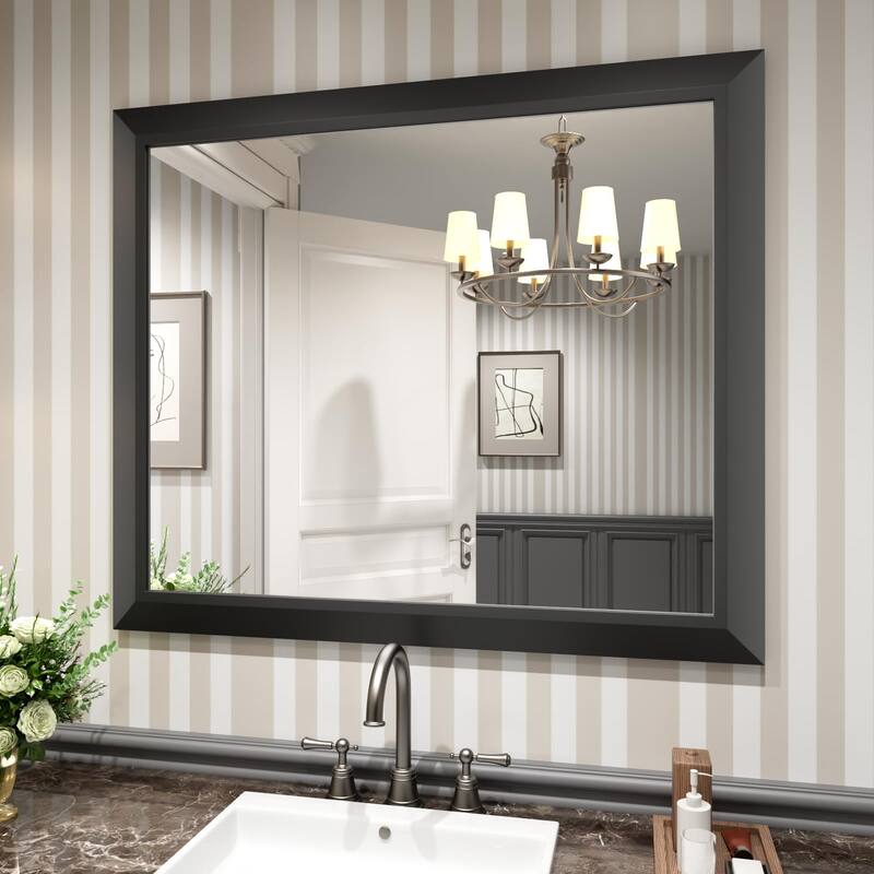 KIOTEE Full size Metal Bathroom Mirror with 5-Year Warranty - 40x36 - Black