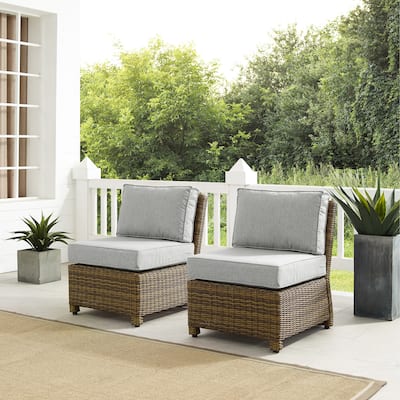 Crosley Bradenton 2Pc Outdoor Wicker Chair Set - Weathered Brown