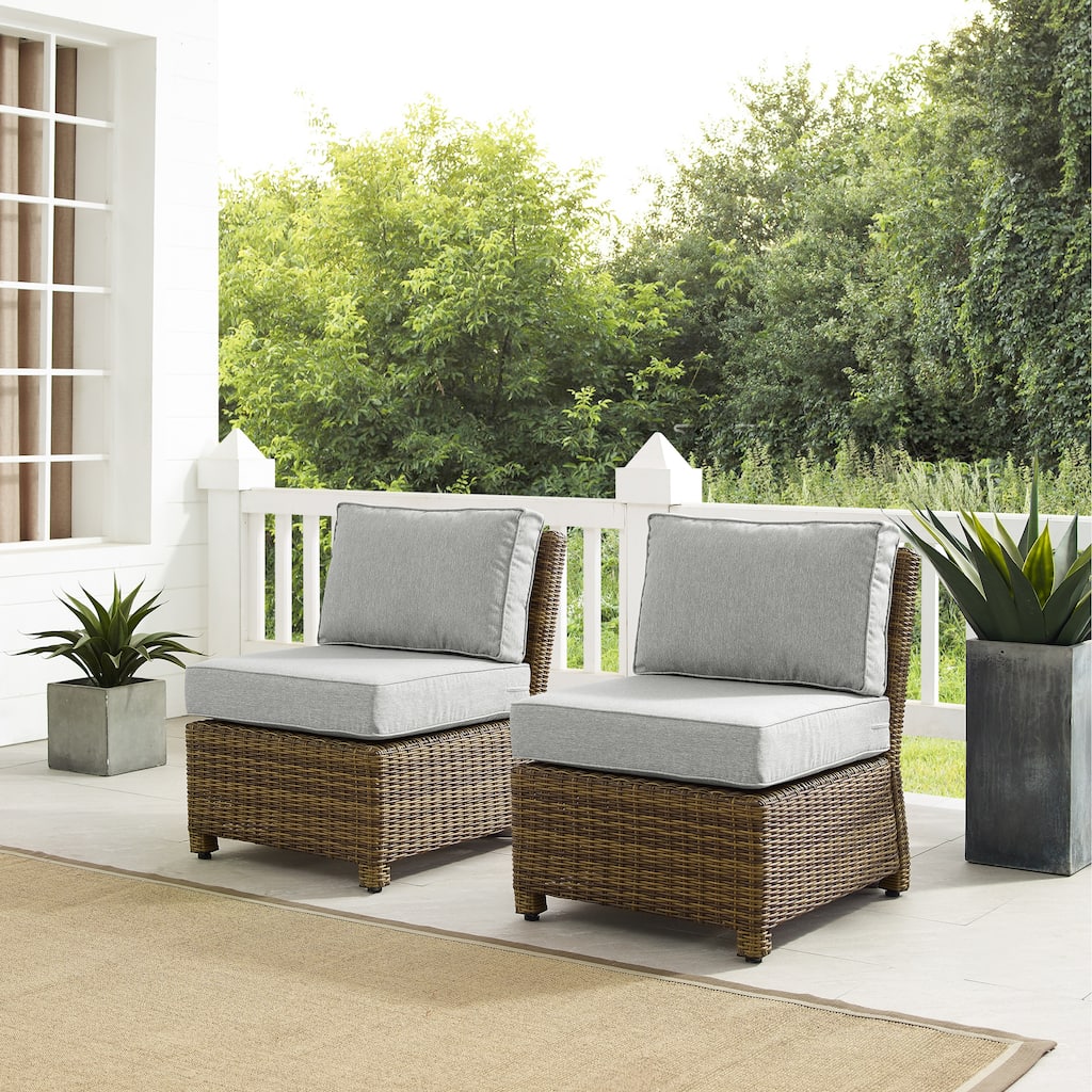 Crosley Bradenton 2Pc Outdoor Wicker Chair Set - Weathered Brown