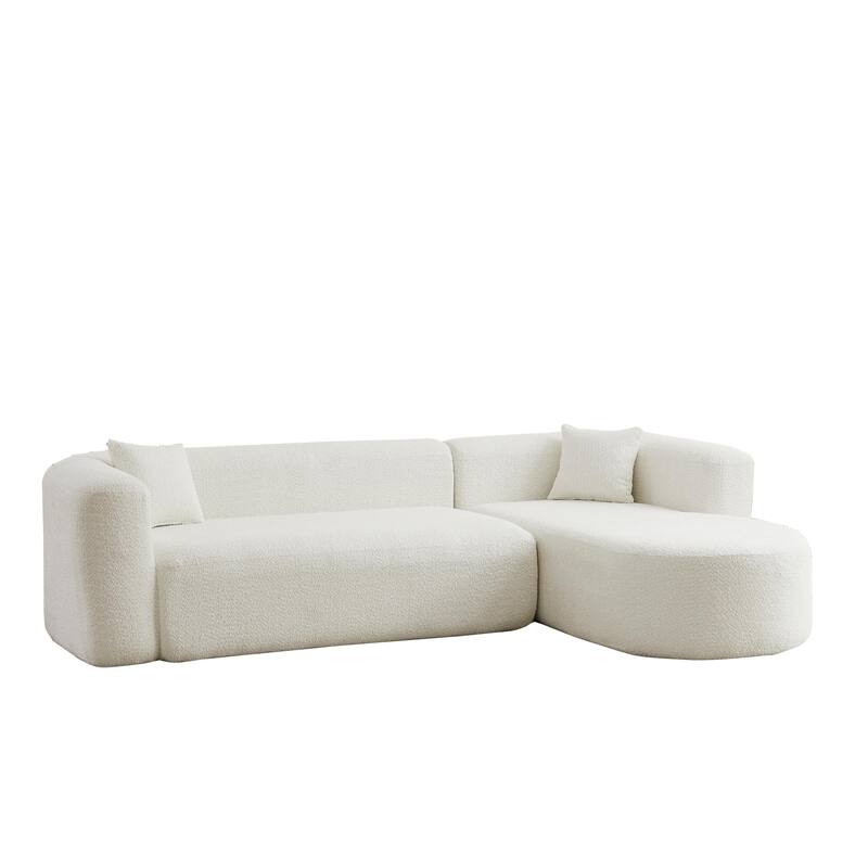 L-Shaped Modular Sectional Sofa, Comfy Chenille Boneless Cloud Couch, Corner Deep Seat Sofa with 2 Throw Pillows