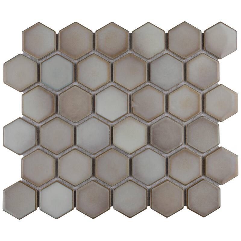 Merola Tile Hudson Due 2" Hex Dove Grey 10-7/8" x 12-5/8" Porcelain Floor and Wall Tile