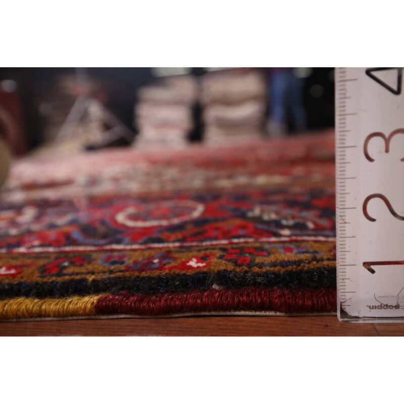 Geometric Heriz Vintage Persian Area Rug Hand-Knotted Wool Carpet - 10'4" x 12'9"