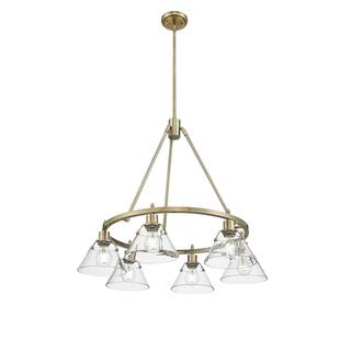 Orwell 6-Light Chandelier in Aged Brass with Clear Glass - Gold