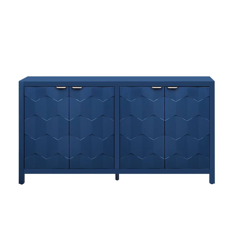 4-Door Console Sideboard with Metal Handles for Living Room or Entryway Storage Solutions
