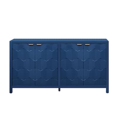 Sideboard Honeycomb Patterned 4 Doors Storage Cabinet