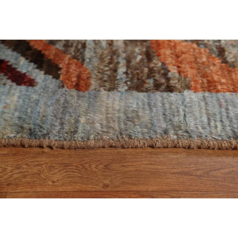 Tribal Geometric Moroccan Oriental Wool Area Rug Hand-knotted Carpet - 7'9" x 9'8"