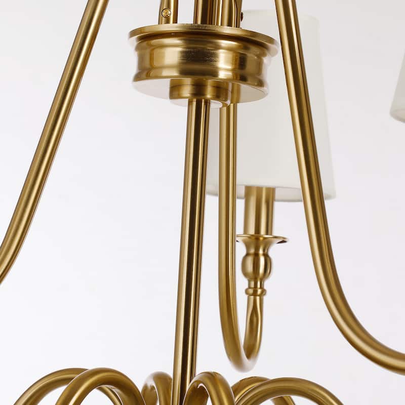9-light 43" Wide Classic Candle Design Beige Fabric Shaded Chandelier with 2-Tier