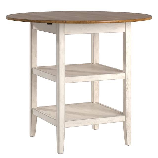 Eleanor Round Counter-height Drop-leaf Table by iNSPIRE Q Classic - Oak & Antique White