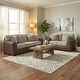 preview thumbnail 3 of 18, Roundhill Furniture Marvella 3-Piece Living Room Set, Chocolate Faux Leather and Curly Shearling Upholstery
