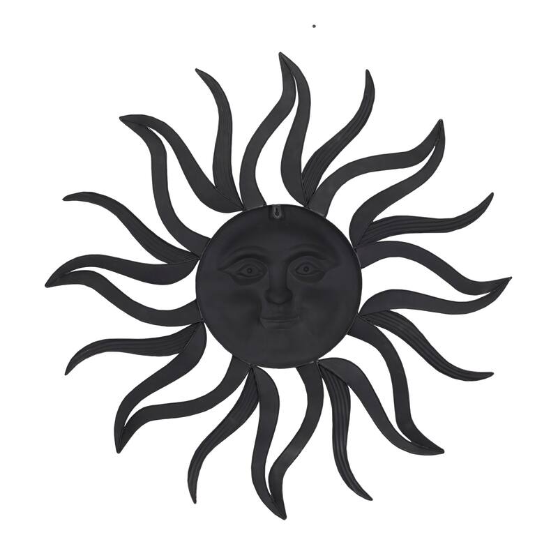 Brass Metal Sun Home Wall Decor with Distressed Copper Like Finish