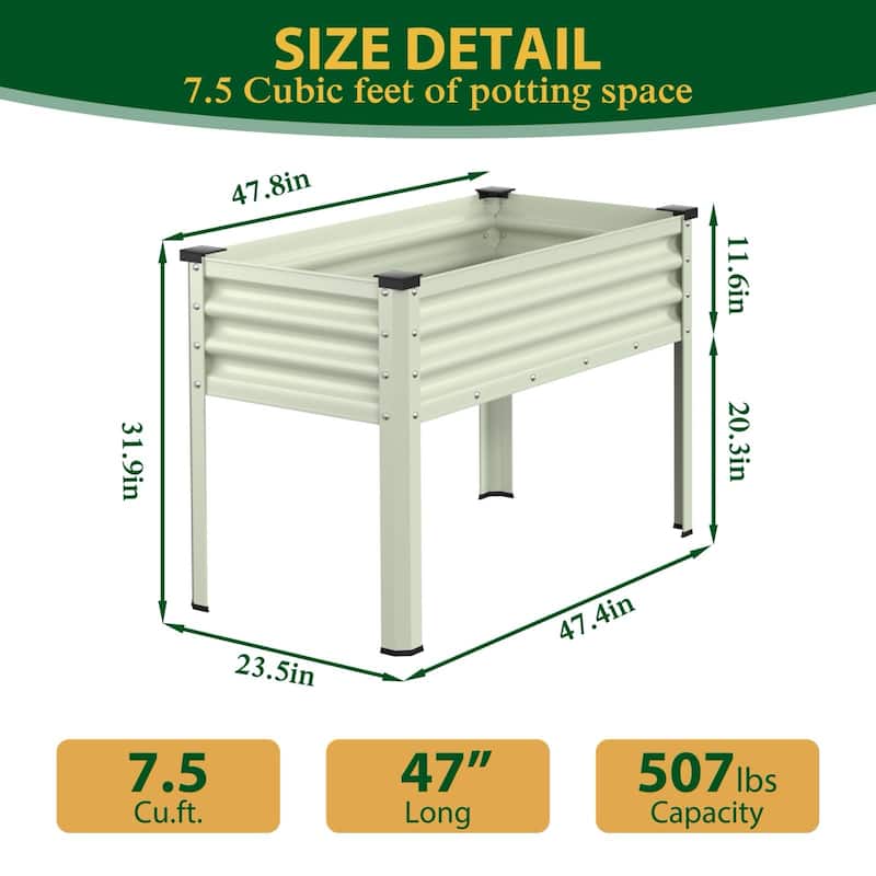 VEIKOUS 7.5 Cu.ft Galvanized Steel Raised Garden Bed, Large Outdoor Planter Box with Drainage Holes