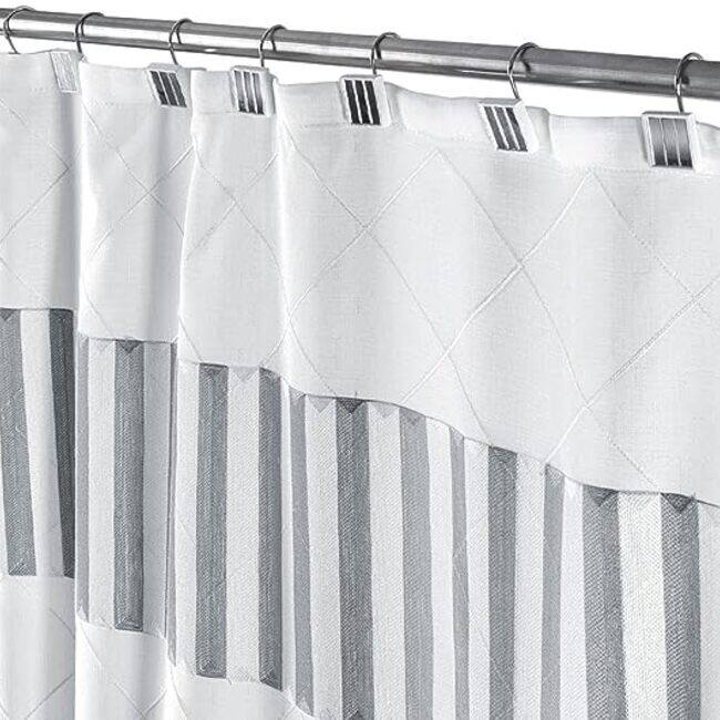 Creative Scents Quilted Mirror White Shower Curtain Hooks Set of 12