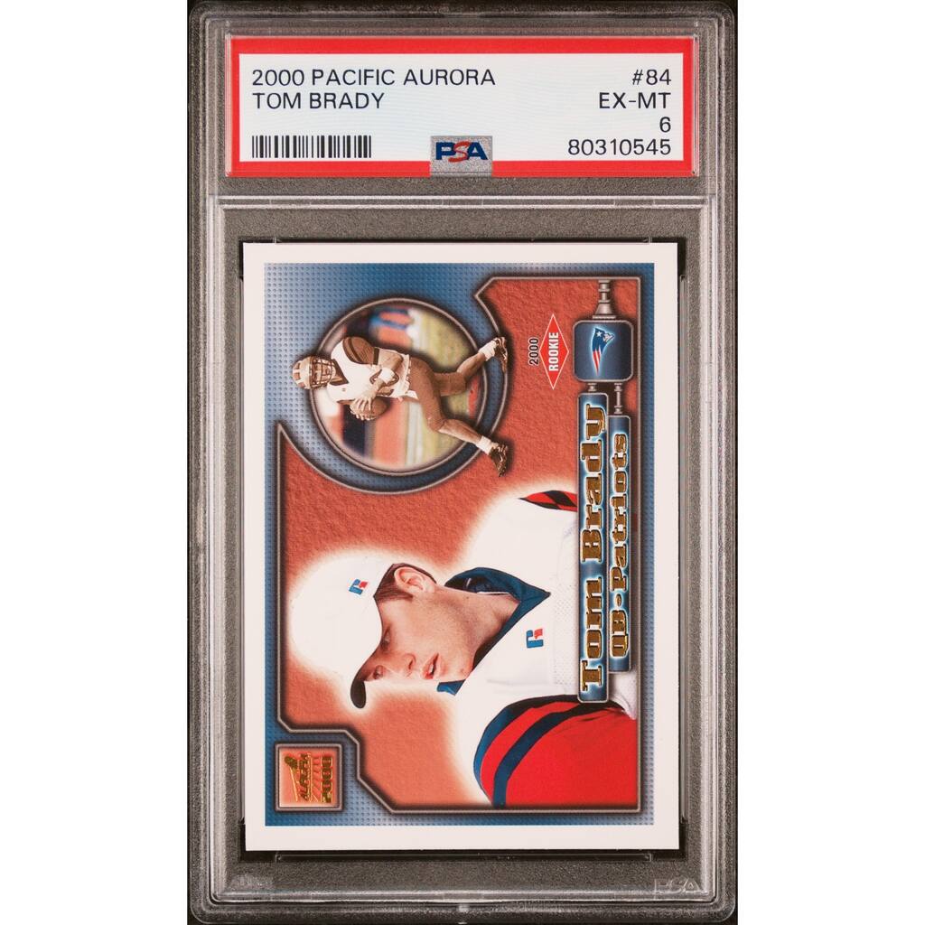 Tom Brady 2000 Pacific Aurora Football Rookie Card #84 Graded PSA 6 - 8' x 11'