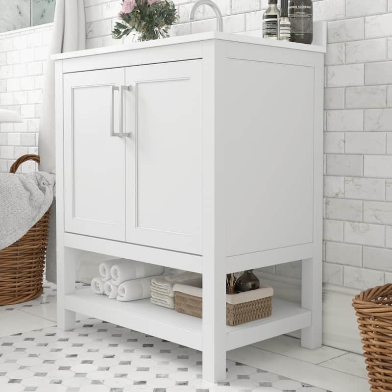 Bathroom Vanity with Undermount Sink and Open Storage Shelf