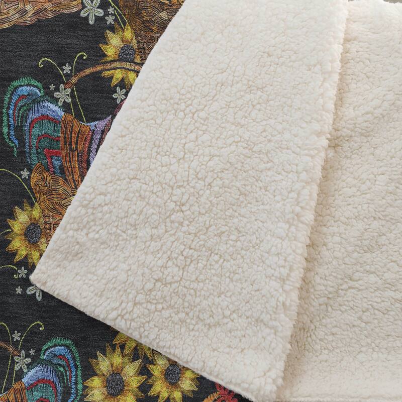 Premium Machine Washable ASB157 Farmhouse Chickens Sherpa Throw Blanket