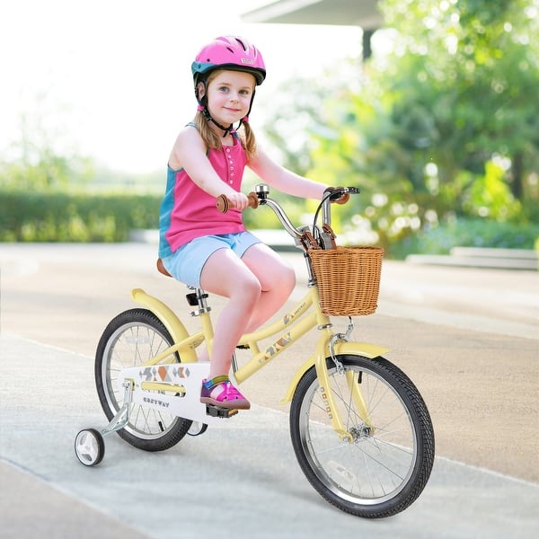 RAYMACE Kids Bike Basket Streamers Bell Set, Childrens Bicycle Handlebar Basket With 4pcs Girl Hair Clips Cute Accessories Kit For Kids Bike Scooter Light Green