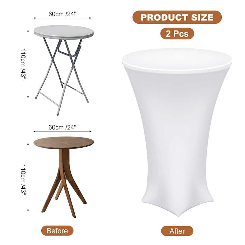 2pcs Cocktail Tablecloth Spandex Stretch Tablecloth Table Cover - White - 24" x 43"