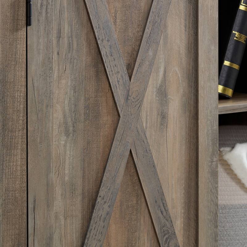 Barn Door Wood Tall Storage Cabinet