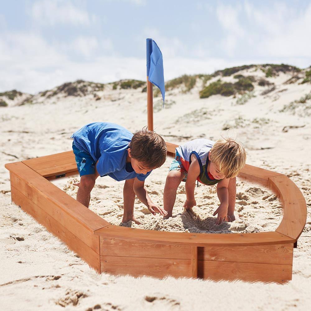 Wooden Sandboxes With Storage Box Children Outdoor Backyard Play Set ...