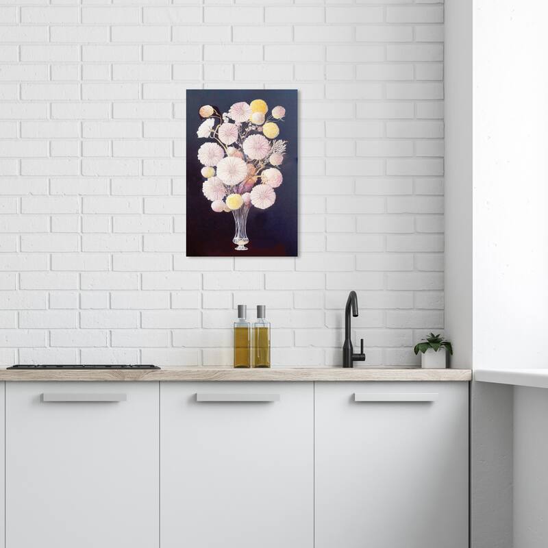 Wynwood Studio Canvas Floral and Botanical With Gusto Flowers Blue and Dark Blue Traditional Wall Art Canvas Print - Blue, Pink - 24 x 16
