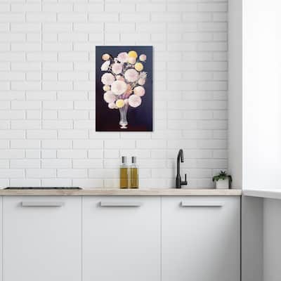 Wynwood Studio Canvas Floral and Botanical With Gusto Flowers Blue and Dark Blue Traditional Wall Art Canvas Print - Blue, Pink