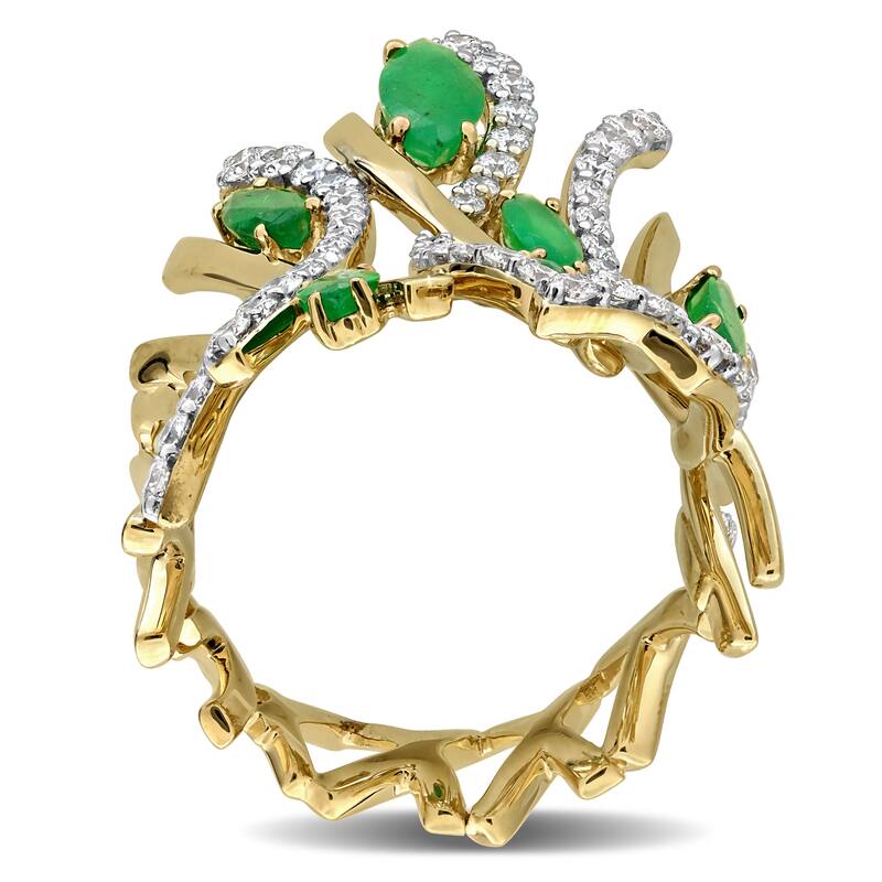 Miadora 1 3/4ct TGW Emerald and 1 2/5ct TDW Diamond Statement Eternity Ring in 14k Yellow Gold