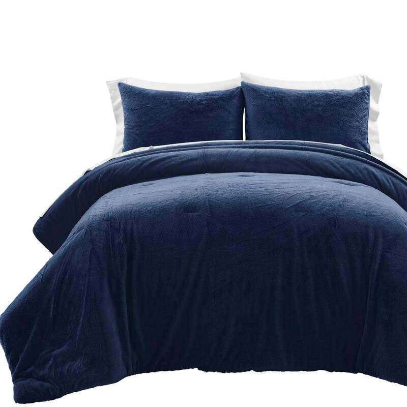 Lush Decor Modern Solid Ultra Soft Faux Fur Light Weight All Season Comforter Set