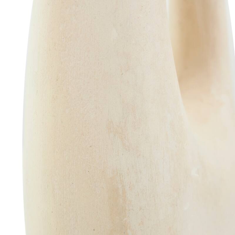 Beige Paper Mache Abstract Curved Vase with Handle