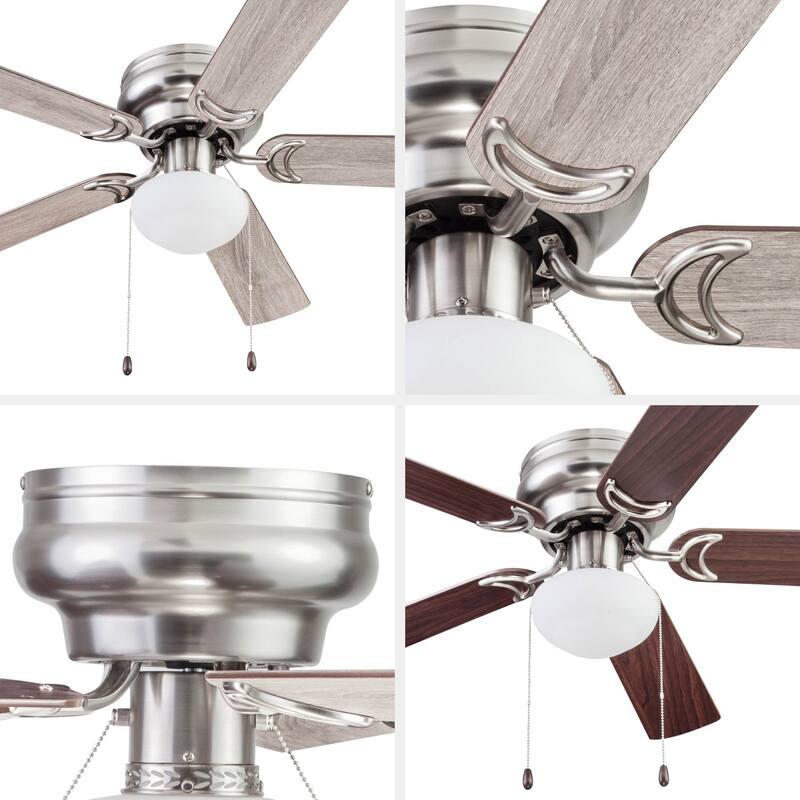 44" Prominence Home Alvina Satin Nickel Traditional Indoor LED Ceiling Fan with Light, Pull Chain