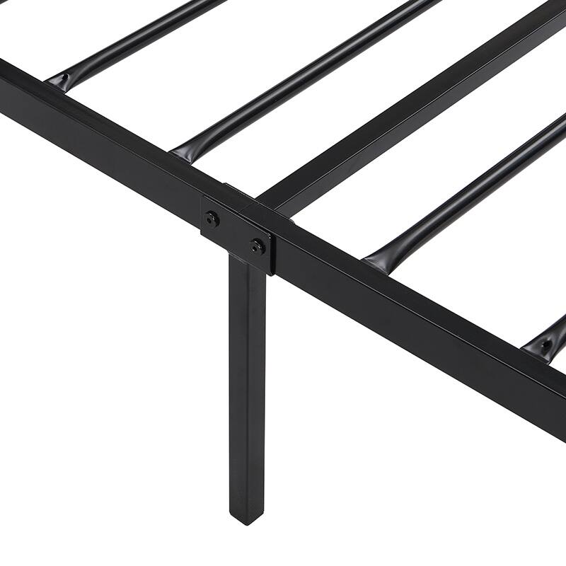 Black Modern Style Sturdy System Metal Bed with Headboard and Footboard for Bedroom