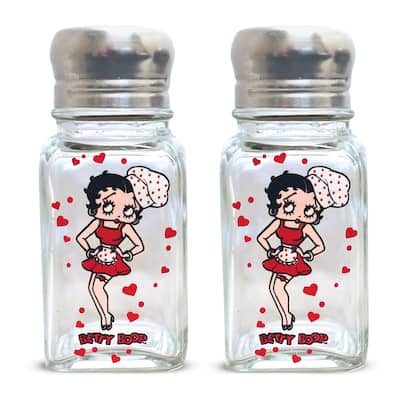 Betty Boop Glass Salt & Pepper Shaker Set - 4.000 x 3.500 x 1.900