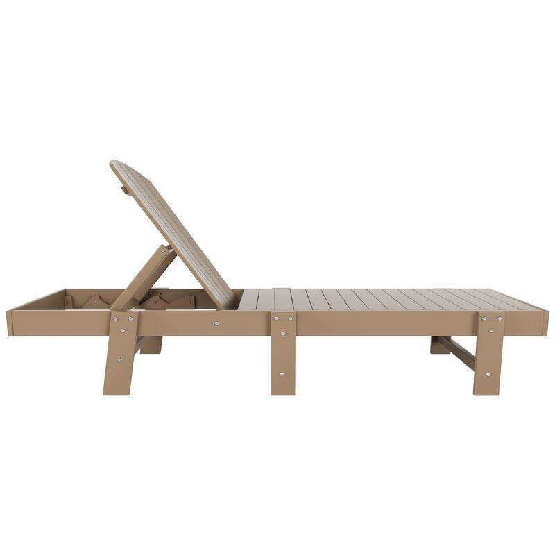 Altura Armless Poly Eco-Friendly All Weather Reclining Chaise Lounge with Side Table Set (3-Piece Set)