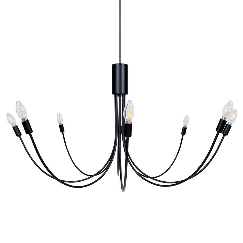 Modern Classic 8-Light Black Candle Dimmable Chandelier with Adjustable Height - 41.3" Dia. x 20.1" H