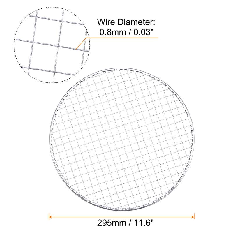10pcs Round BBQ Grill Net 11.6" Dia Galvanized Iron Barbecue Mesh Mat for Baking - Silver