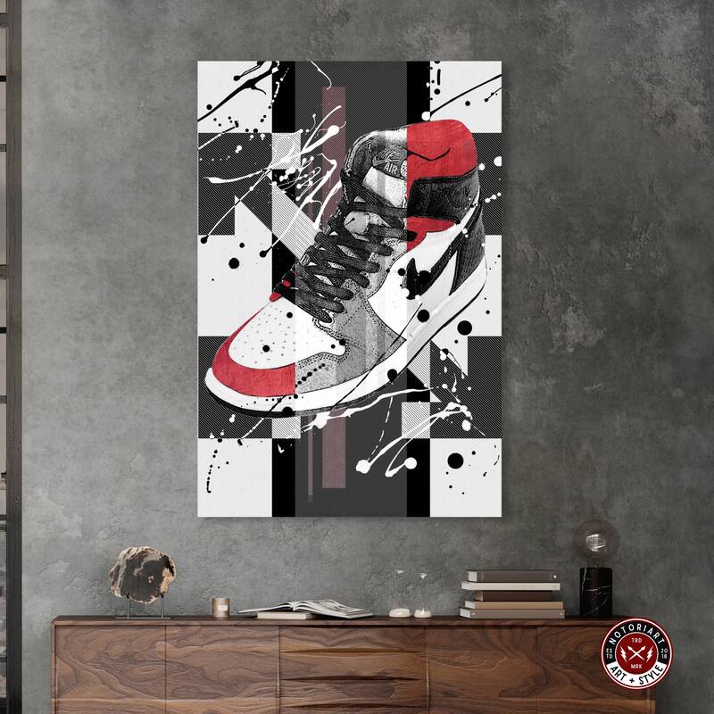 Notoriart Flashy Red Sneaker Gallery Wrapped Sneaker 1 Piece Canvas Wall Art