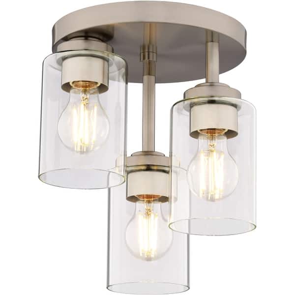 slide 2 of 10, Vaxcel Lighting C0327 Park Ridge 3 Light 11" Wide Semi-Flush Ceiling Satin Nickel