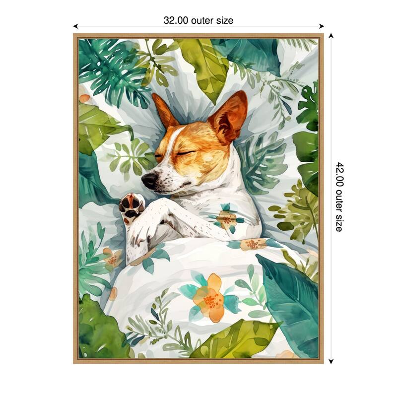 Dogs Life Jungle by Justyna Jaszke Framed Canvas Wall Art - 32 x 42 in