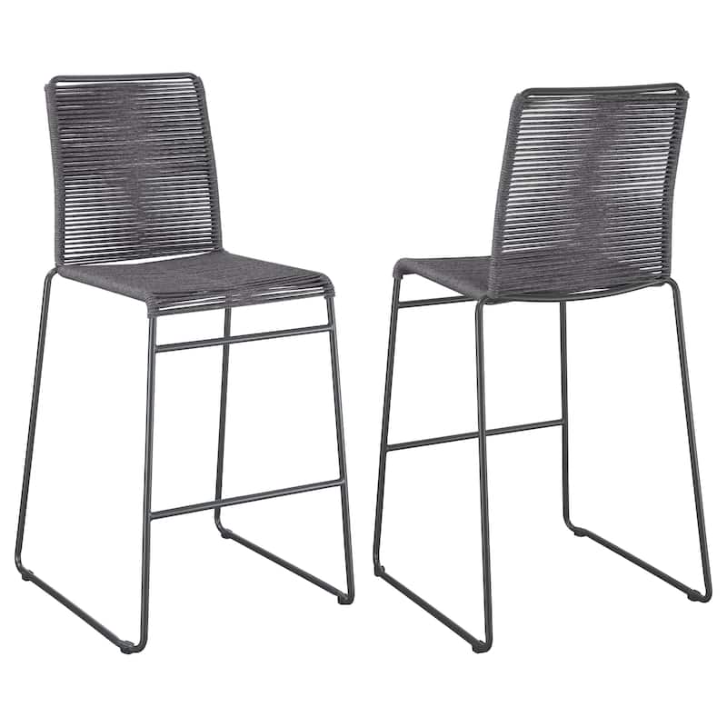 Jerome Woven Rope Metal Frame Chair Charcoal (Set of 2)