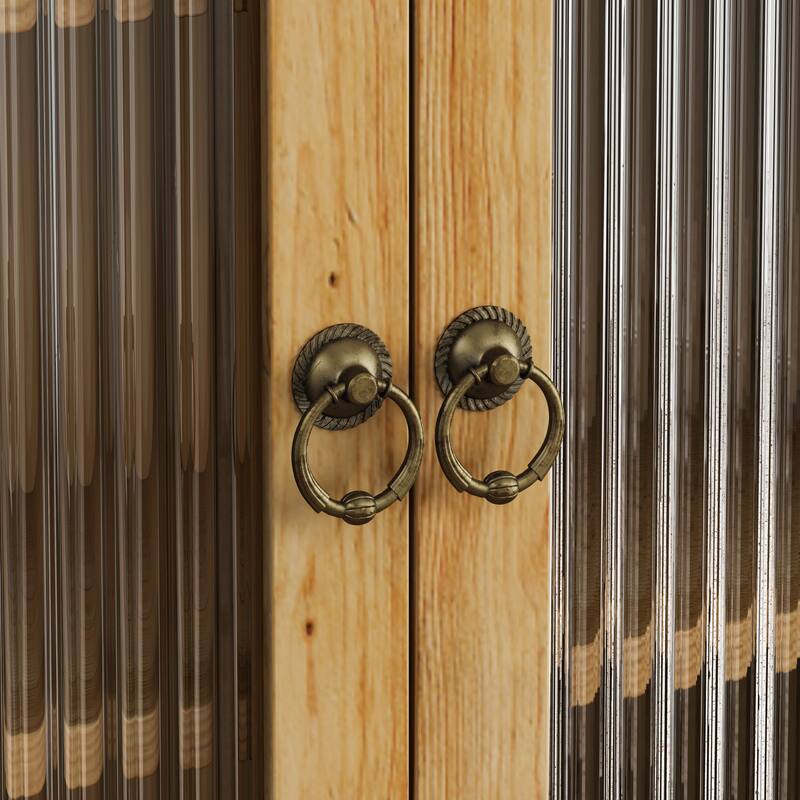 Vintage Style Glass Door Wall Cabinet with Three Tiers of Storage and Towel Racks