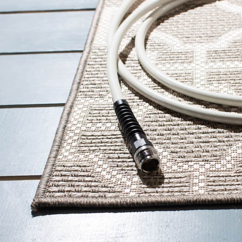 SAFAVIEH Lakeside Denitza Indoor/ Outdoor Waterproof Patio Backyard Rug - 6'7" Square - Beige/Taupe