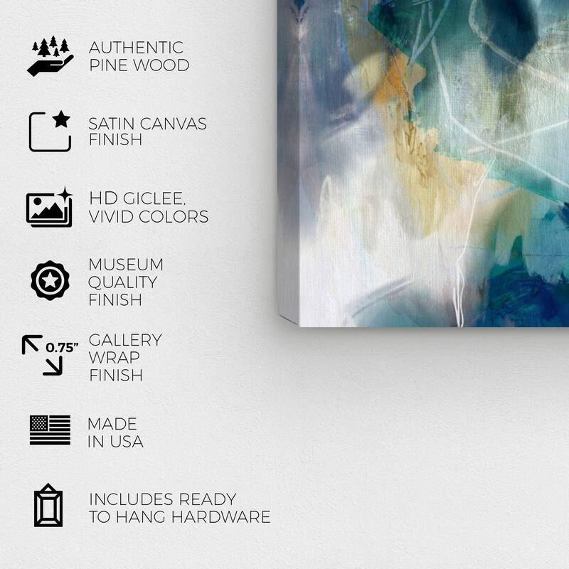 Wynwood Studio Canvas Abstract Rainy Garden Blue and Modern & Contemporary Wall Art Canvas Print