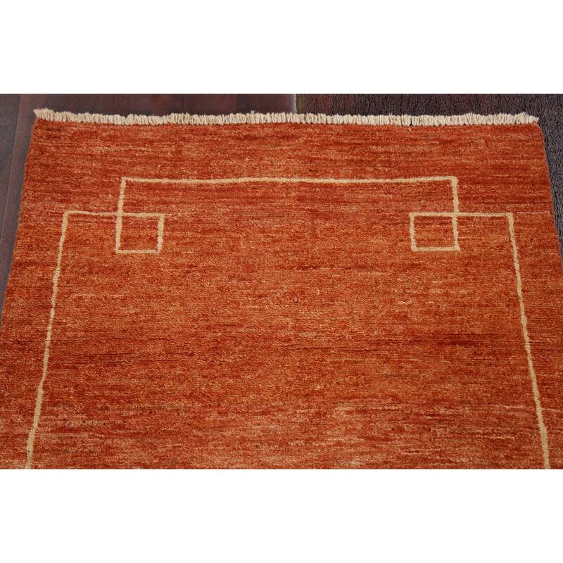 Bordered Gabbeh Kashkoli Oriental Wool Runner Rug Hand-knotted Carpet - 2'5" x 9'3"