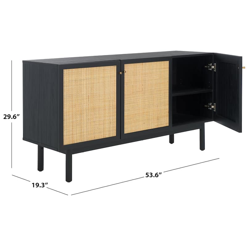 SAFAVIEH Home Aino 3 Door Sideboard/Media Stand - 54Wx19Dx30H - Black