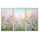 preview thumbnail 7 of 18, Designart "Wild Flowers Meadows" Flower Field Framed Art Set of 3 - Traditional Wall Art Set Purple Wall Decor 3 Pieces