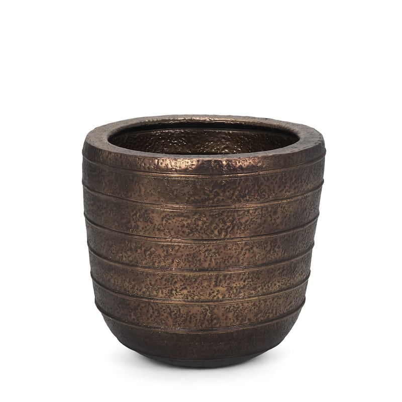 Aivana Large Antiqued Gold Metal Floor Vase - 20.0L x 20.0W x 19.0H - Antique Brass