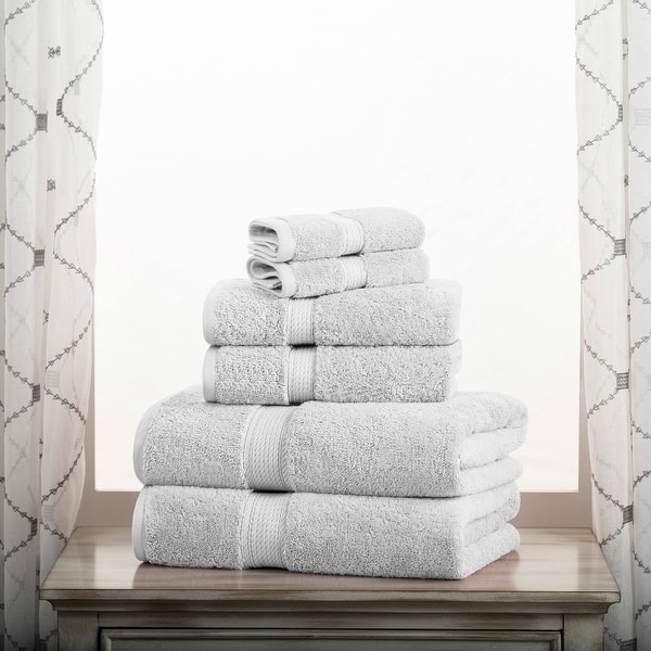 Superior Egyptian Cotton Pile Heavyweight 6-Piece Towel Set - 6-Piece Set - Silver